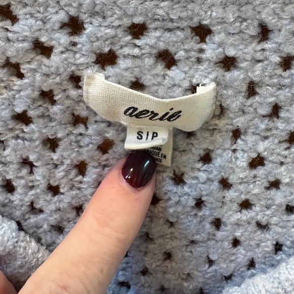 Aerie Chunky V Neck Sweater Oversized Slouchy Light Blue Size Small - Picture 6 of 13
